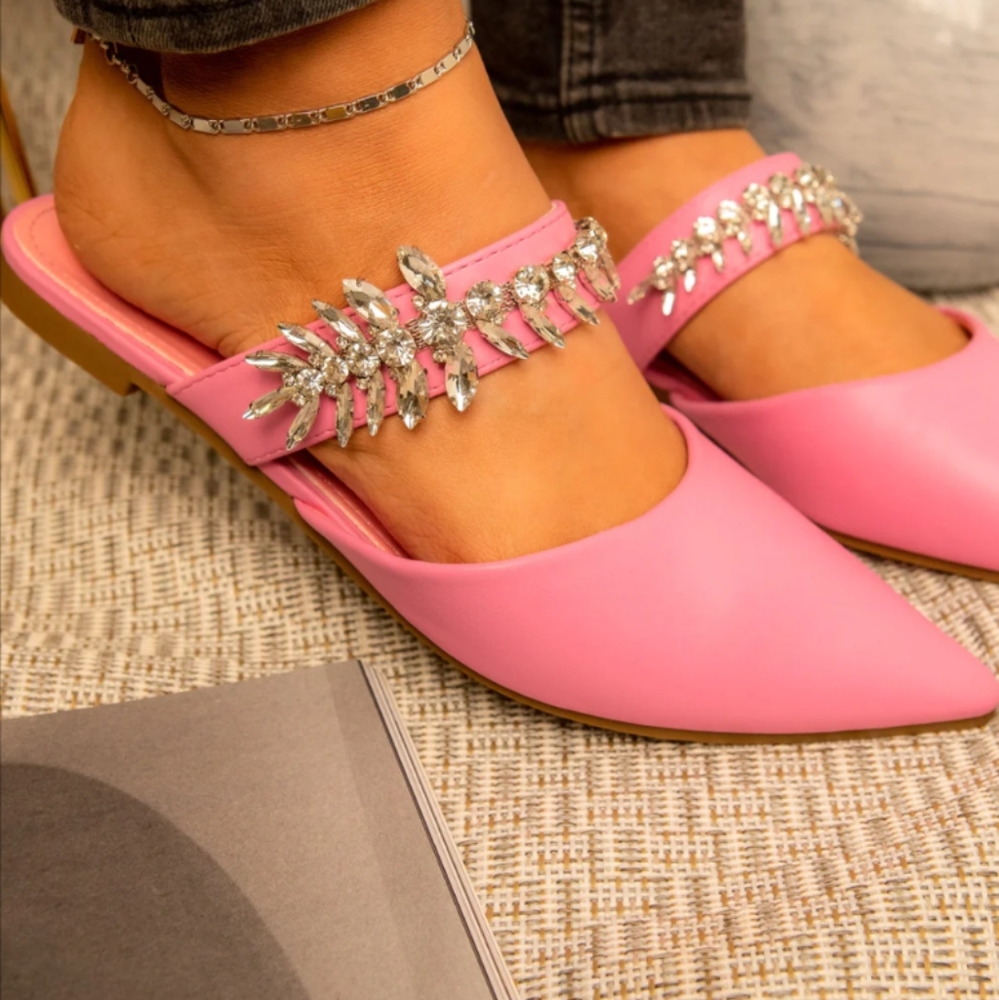 Pink flats with crystals